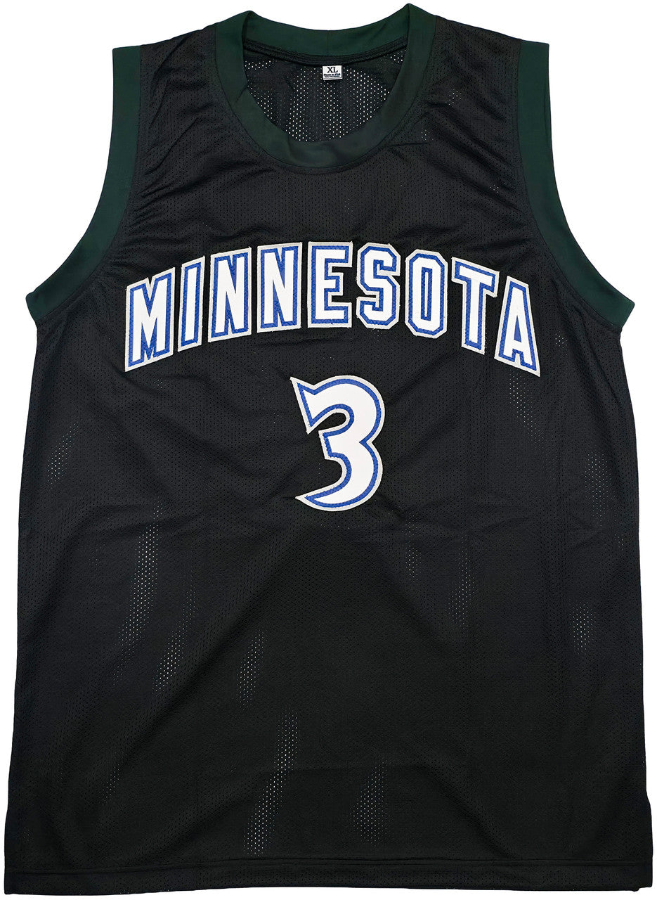 Minnesota Timberwolves Stephon Marbury Autographed Black Jersey Beckett BAS Witness Stock #253386