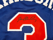 New York Knicks Stephon Marbury Autographed Blue Jersey Beckett BAS Witness Stock #253385