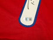 Philadelphia Phillies Trea Turner Autographed Red Jersey Beckett BAS Witness Stock #253488