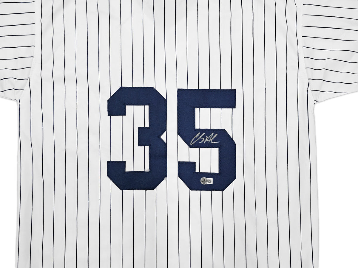 New York Yankees Clay Holmes Autographed White Pinstripes Jersey Beckett BAS QR Stock #253280