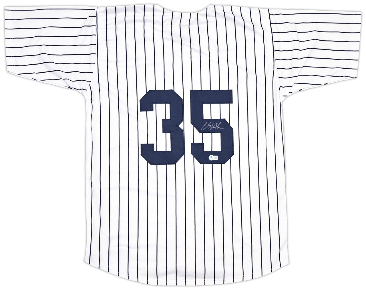 New York Yankees Clay Holmes Autographed White Pinstripes Jersey Beckett BAS QR Stock #253279