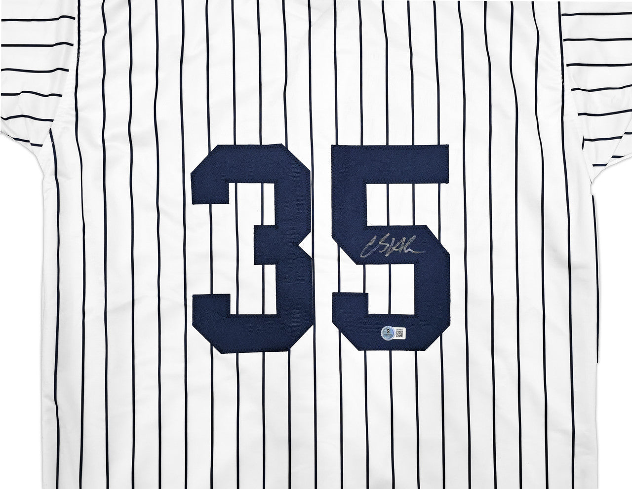 New York Yankees Clay Holmes Autographed White Pinstripes Jersey Beckett BAS QR Stock #253279