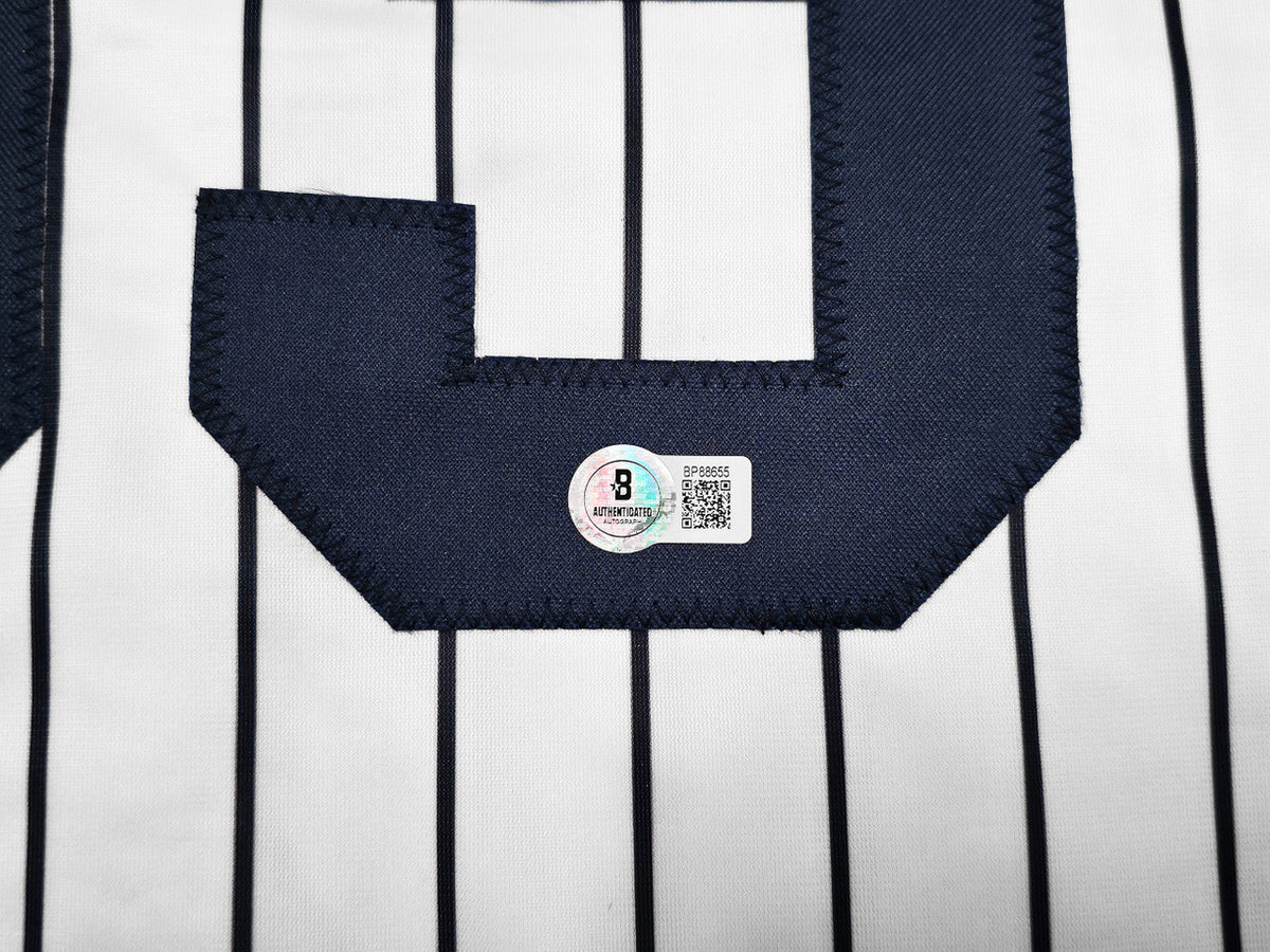 New York Yankees Clay Holmes Autographed White Pinstripes Jersey Beckett BAS QR Stock #253279