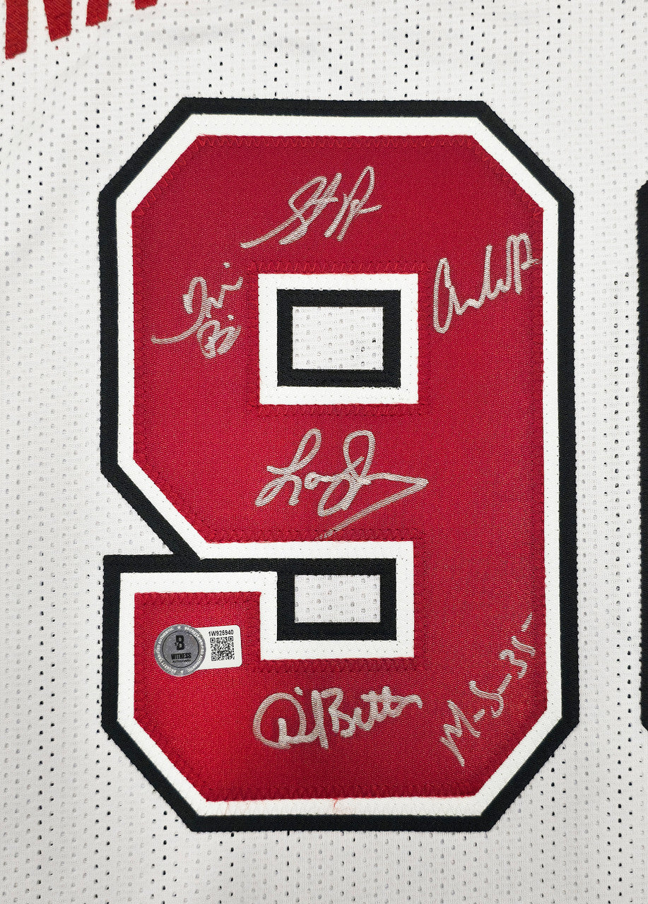 UNLV Runnin Rebels 1990 NCAA Champions Autographed White Jersey With 13 Signatures Including Larry Johnson Beckett BAS Witness Stock #252796