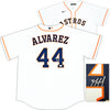 Houston Astros Yordan Alvarez Autographed White Nike Jersey Size XL Beckett BAS Witness Stock #220484