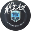 Riley Sheahan Autographed Official Seattle Kraken Inaugural Season Logo Hockey Puck Fanatics Holo Stock #234984