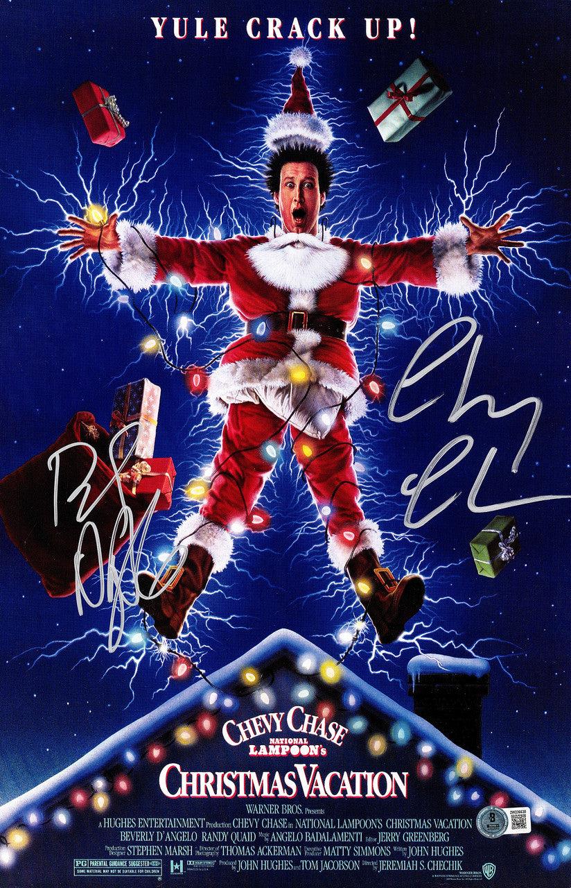 Chevy Chase & Beverly D'Angelo Autographed 11x17 Christmas Vacation Movie Poster Beckett BAS Witness Stock #234969