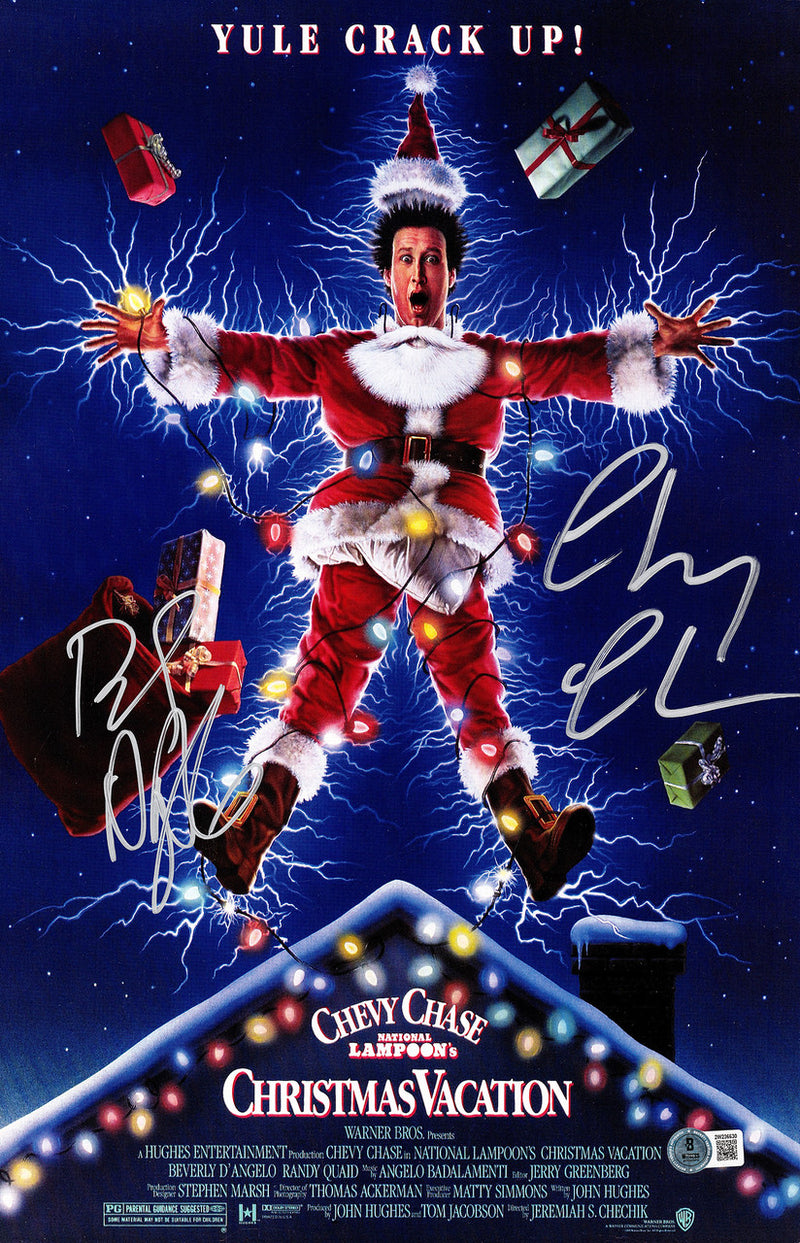 Chevy Chase & Beverly D'Angelo Autographed 11x17 Christmas Vacation Movie Poster Beckett BAS Witness Stock #234969