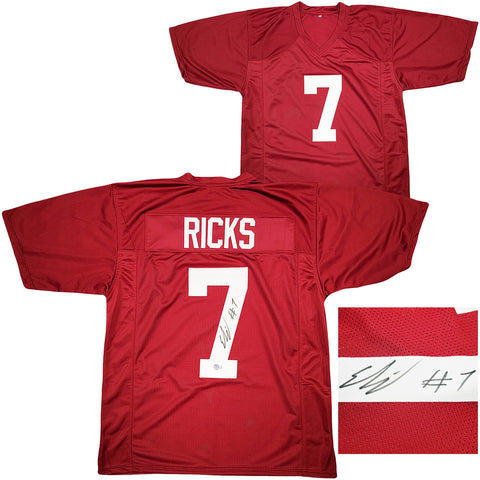 Alabama Crimson Tide Eli Ricks Autographed Red Jersey Beckett BAS Witness Stock #209473