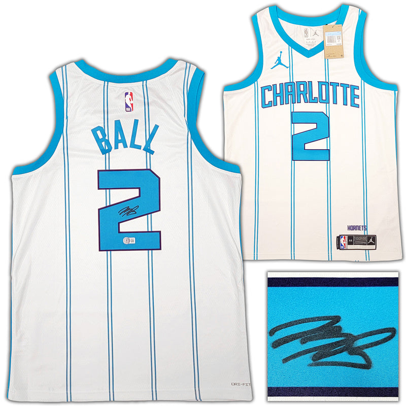 Charlotte Hornets LaMelo Ball Autographed White Nike Swingman Jersey Size M Beckett BAS QR Stock #209485