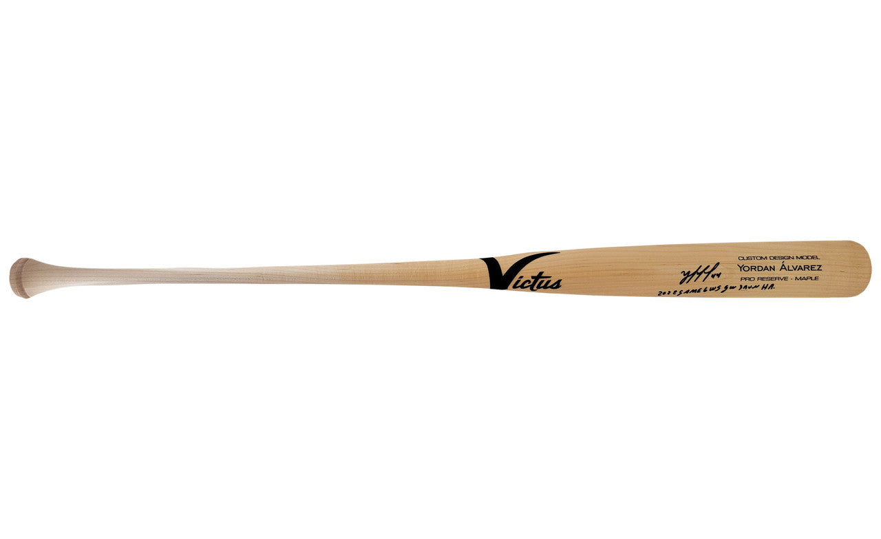 Yordan Alvarez Autographed Blonde Victus Player Model Bat Houston Astros "2022 Game 6 WS GW 3 Run HR" Beckett BAS Witness Stock #210082