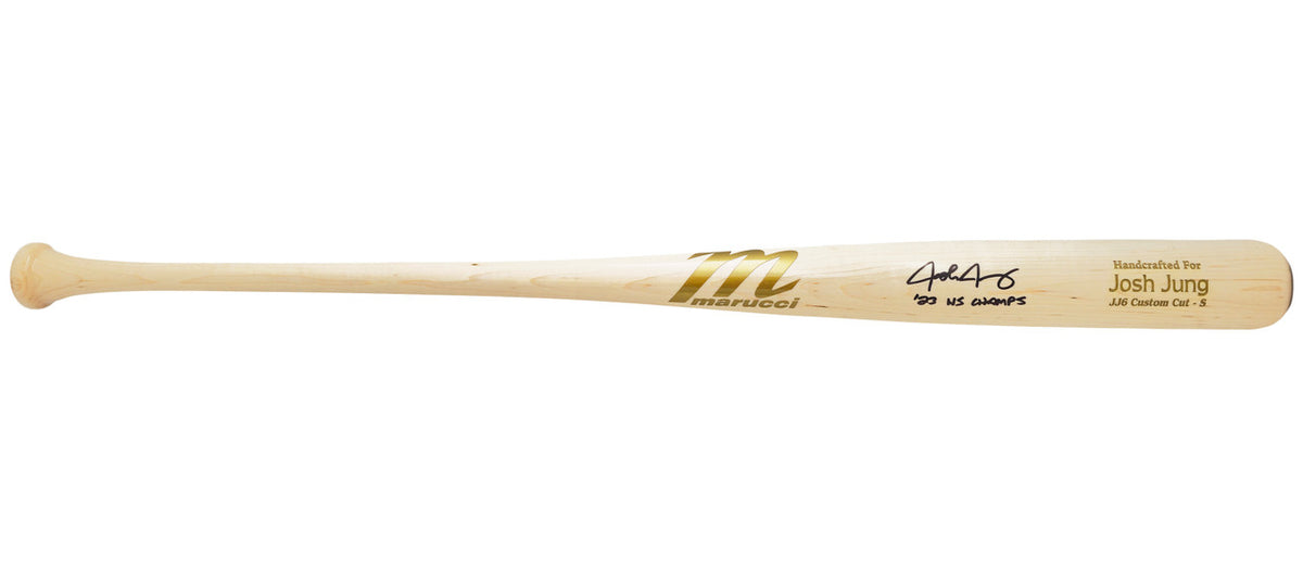 Josh Jung Autographed Blonde Marucci Player Model Bat Texas Rangers "23 WS Champs" Beckett BAS Witness Stock #221361