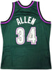 Milwaukee Bucks Ray Allen Autographed Green Authentic Mitchell & Ness 1996-97 Ray Allen HWC Swingman Jersey Size L Beckett BAS Witness Stock #221291