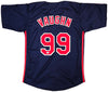 Charlie Sheen Autographed Navy Jersey Major League Ricky 'Wild Thing' Vaughn Beckett BAS Witness Stock #221304