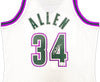Milwaukee Bucks Ray Allen Autographed White Authentic Mitchell & Ness 1996-97 Ray Allen HWC Swingman Jersey Size L Beckett BAS Witness Stock #221293