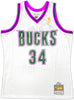 Milwaukee Bucks Ray Allen Autographed White Authentic Mitchell & Ness 1996-97 Ray Allen HWC Swingman Jersey Size L Beckett BAS Witness Stock #221293