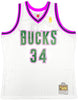 Milwaukee Bucks Ray Allen Autographed White Authentic Mitchell & Ness 1996-97 Ray Allen HWC Swingman Jersey Size XL Beckett BAS Witness Stock #221294