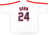 Corbin Bernsen Autographed White Jersey Major League Roger Dorn Beckett BAS Witness Stock #221301