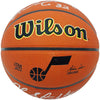 John Stockton & Karl Malone Autographed Composite Leather Utah Jazz Logo Basketball Beckett BAS Witness Stock #235782
