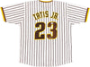 San Diego Padres Fernando Tatis Jr. Autographed White Pinstripes Jersey Beckett BAS Witness Stock #235724