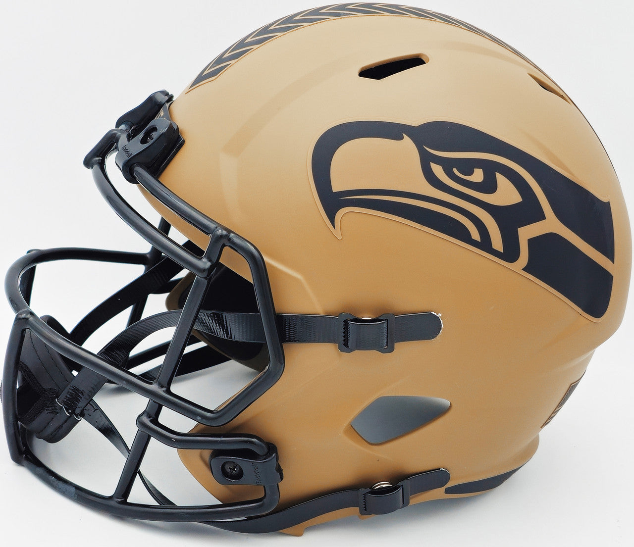 Tyler Lockett Autographed Seattle Seahawks Camo Brown 2023 Salute to Service Full Size Speed Replica Helmet MCS Holo Stock #236384