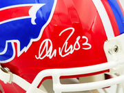 Jim Kelly, Thurman Thomas & Andre Reed Autographed Buffalo Bills Team Greats Red 1987-01 Throwback Full Size Speed Authentic Helmet Beckett BAS Witness Stock #236169
