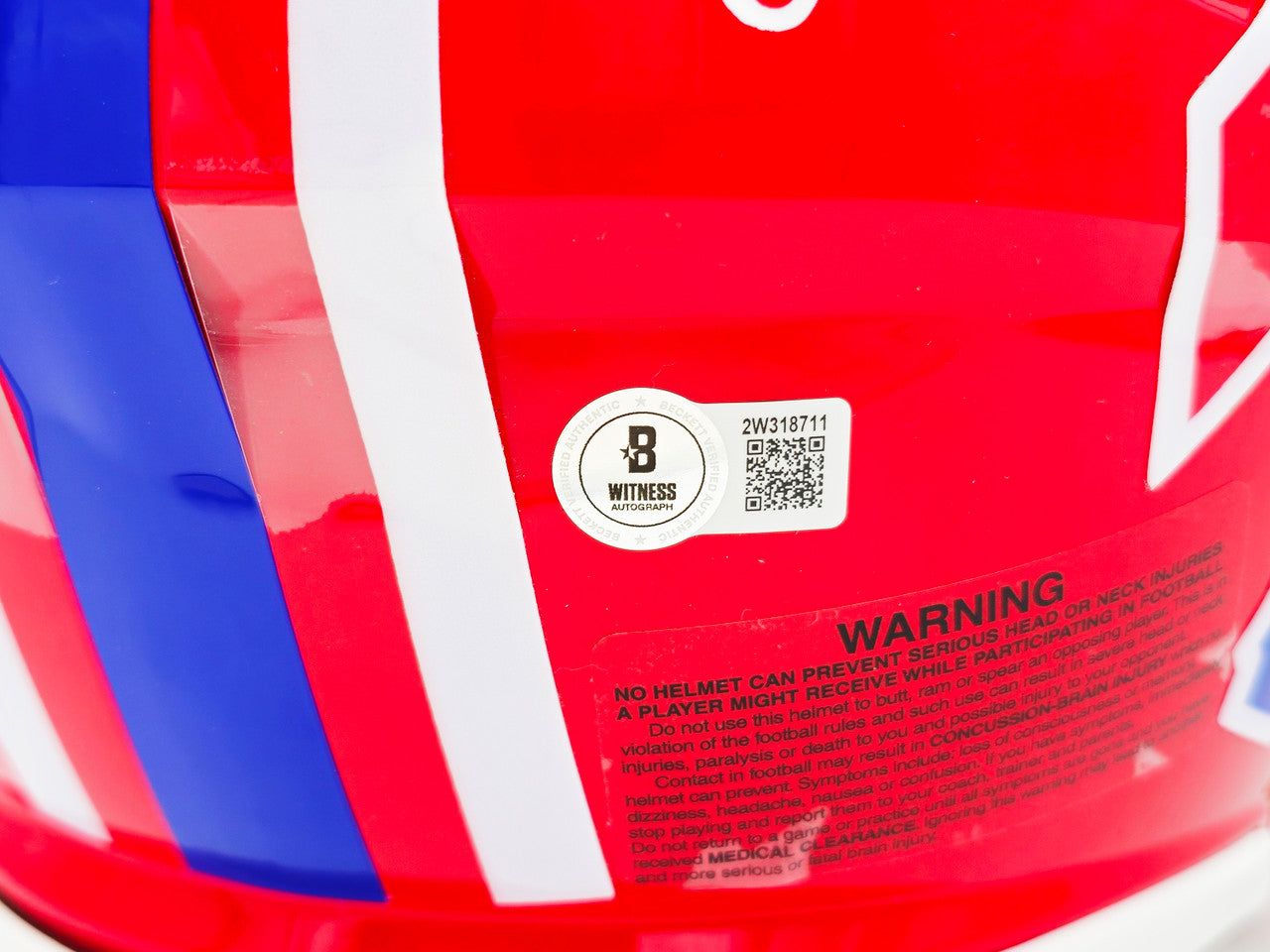Jim Kelly, Thurman Thomas & Andre Reed Autographed Buffalo Bills Team Greats Red 1987-01 Throwback Full Size Speed Authentic Helmet Beckett BAS Witness Stock #236169