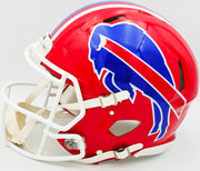 Jim Kelly, Thurman Thomas & Andre Reed Autographed Buffalo Bills Team Greats Red 1987-01 Throwback Full Size Speed Authentic Helmet Beckett BAS Witness Stock #236169