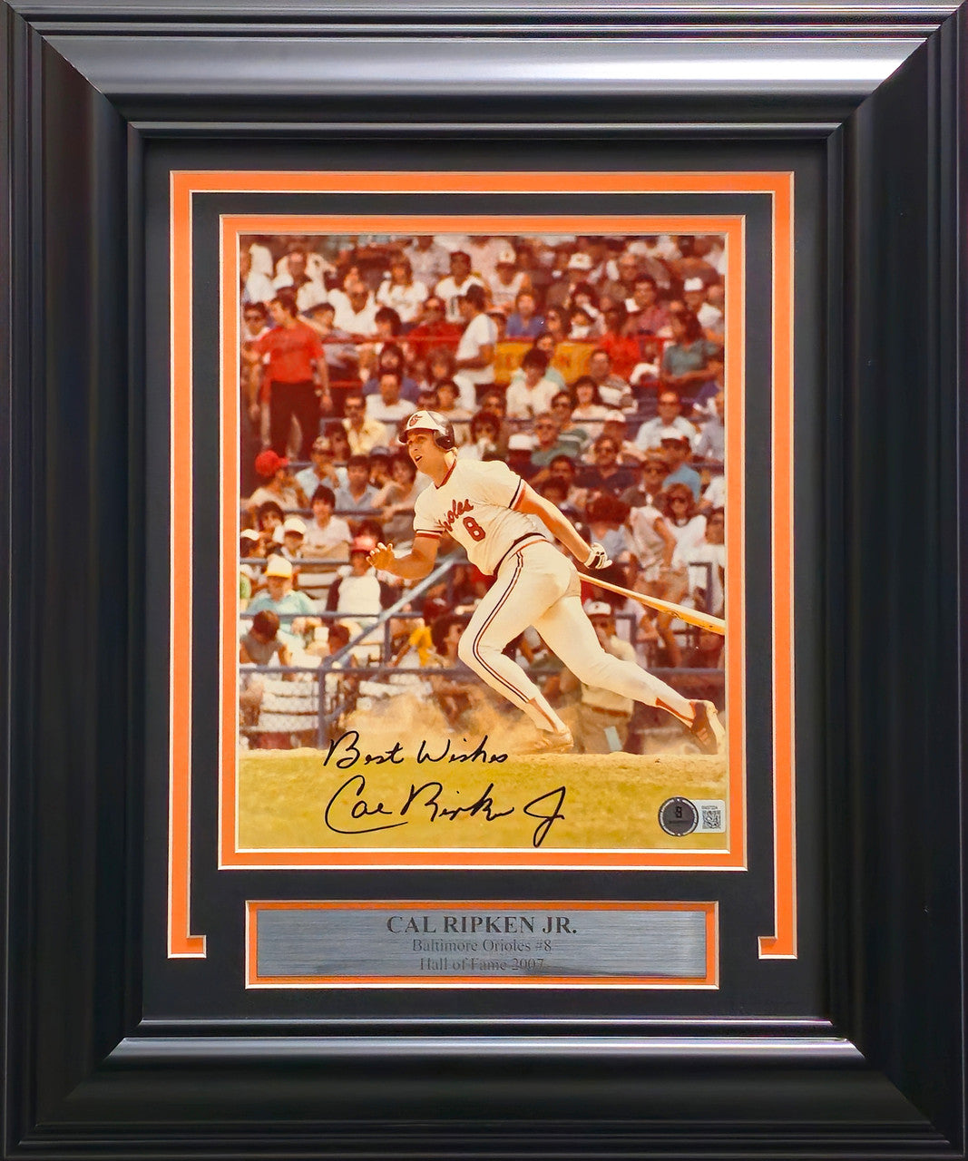 Cal Ripken Jr. Autographed Framed 8x10 Photo Baltimore Orioles "Best Wishes" Beckett BAS QR #BM37224