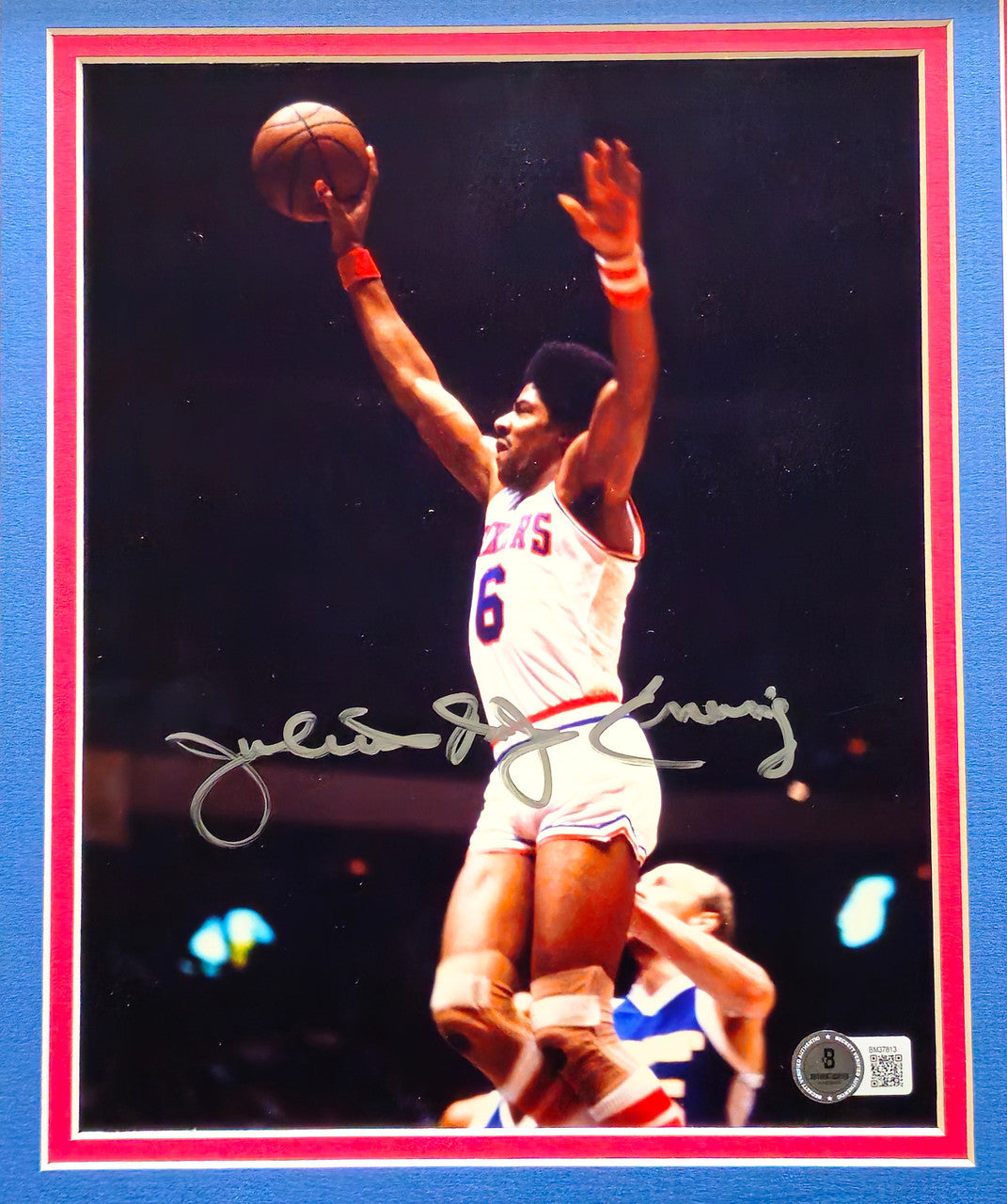 Julius "Dr. J" Erving Autographed Framed 8x10 Photo Philadelphia 76ers Beckett BAS QR #BM37813