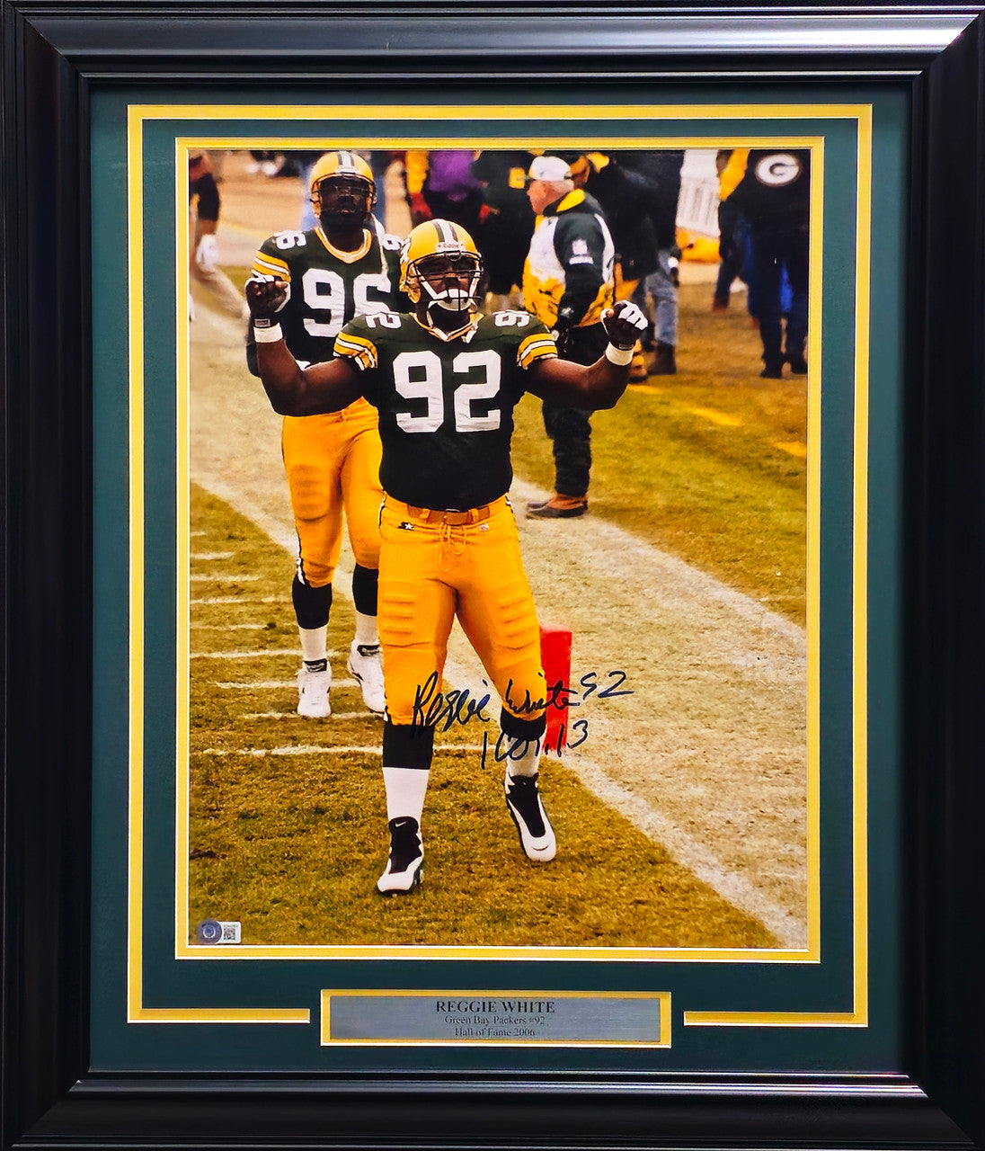 Reggie White Autographed Framed 16x20 Photo Green Bay Packers Beckett BAS #AD43563
