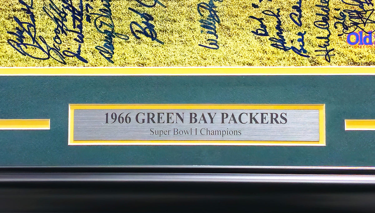 1966 Green Bay Packers Team Signed Autographed Framed 16x20 Photo With 34 Signatures Including Bart Starr Beckett BAS #AD78728