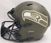 Steve Largent & Jim Zorn Autographed Seattle Seahawks Camo Salute To Service Full Size Replica Speed Helmet "Go Hawks!" MCS Holo Stock #210443
