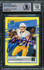 Justin Herbert Autographed 2020 Panini Donruss Rated Rookie Yellow Rookie Card #303 Los Angeles Chargers Auto Grade Gem Mint 10 Beckett BAS #14867186