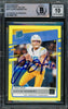 Justin Herbert Autographed 2020 Panini Donruss Rated Rookie Yellow Rookie Card #303 Los Angeles Chargers Auto Grade Gem Mint 10 Beckett BAS #14867190