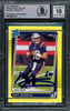 Mac Jones Autographed 2021 Donruss Rated Rookie Yellow Press Proof Rookie Card #255 New England Patriots Auto Grade Gem Mint 10 Beckett BAS #14867218
