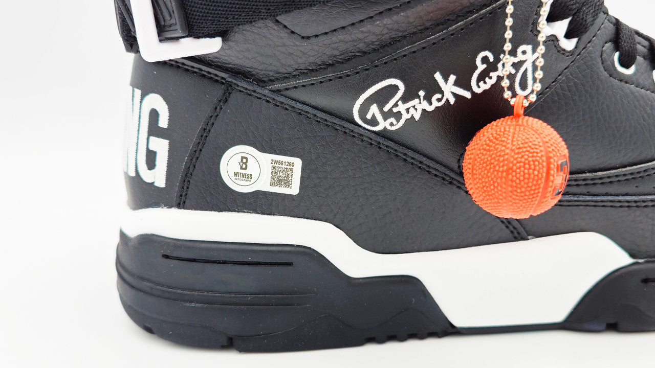 Patrick Ewing Autographed Black Ewing Athletics 33 HI Right Shoe New York Knicks Size 13 Beckett BAS Witness Stock #236552