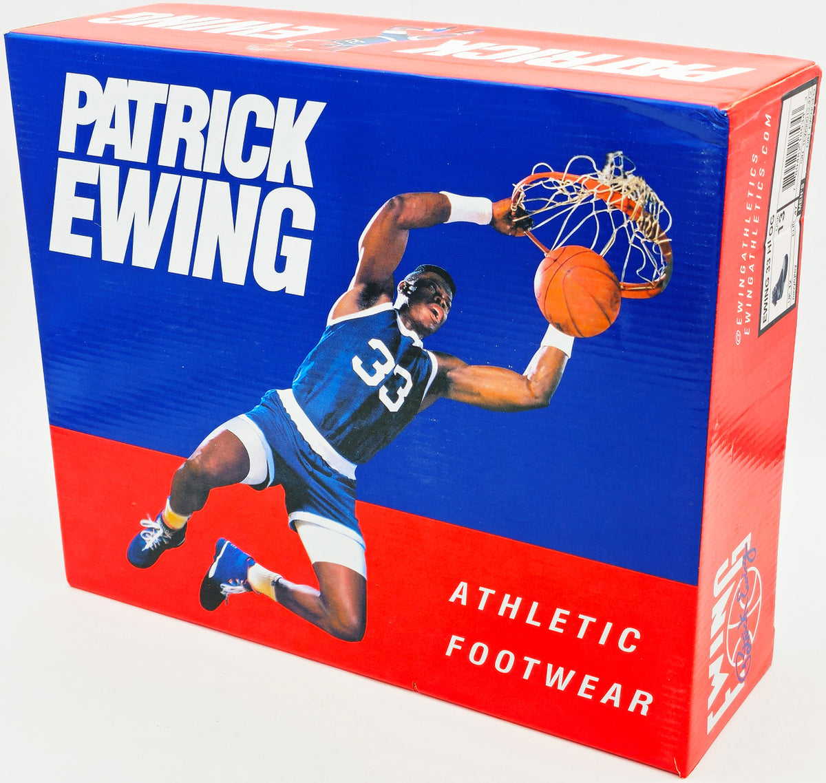 Patrick Ewing Autographed Navy & Grey Ewing Athletics 33 HI OG Left Shoe Georgetown Hoyas Size 13 W/ Box Beckett BAS Witness Stock #236555