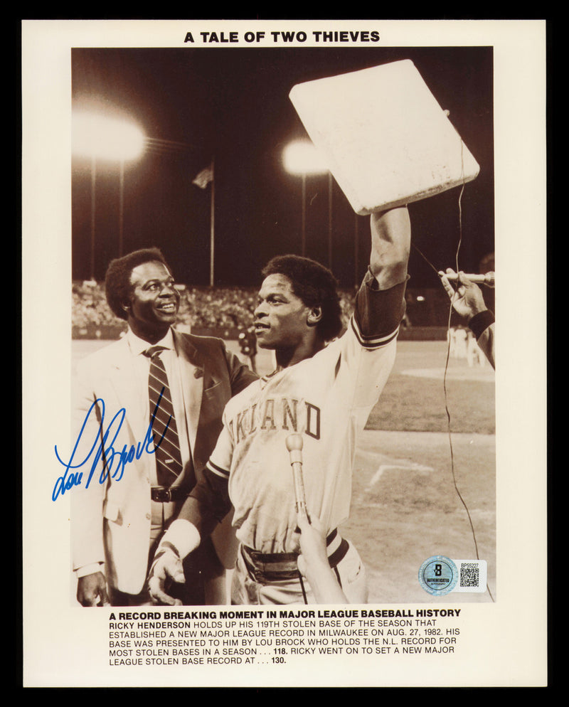 Lou Brock Autographed 8x10 Photo St. Louis Cardinals Beckett BAS QR #BP55227