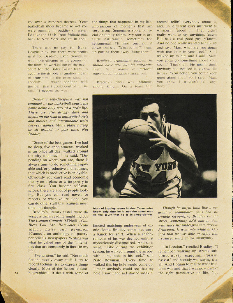 Bill Bradley Autographed 8x11 Magazine Page Photo New York Knicks Beckett BAS QR #BP55270