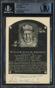 Bill McKechnie Autographed Artvue Hall of Fame HOF Plaque Postcard Cincinnati Reds Beckett BAS #13575591