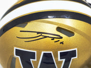 Ja'Lynn Polk Autographed Washington Huskies Gold Speed Mini Helmet MCS Holo Stock #222057