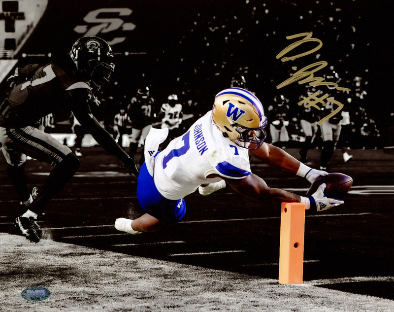 Dillon Johnson Autographed 8x10 Photo Washington Huskies vs. USC Spotlight MCS Holo Stock #222078