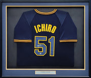 Orix Blue Wave Ichiro Suzuki Autographed Framed Navy Jersey IS Holo Stock #210146