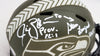 Steve Largent & Jim Zorn Autographed Seattle Seahawks Camo Speed Mini Helmet Salute To Service MCS Holo Stock #211063