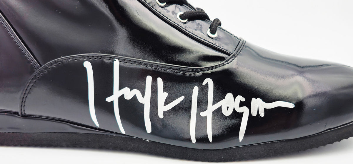 Hulk Hogan Autographed Black Right Foot Boot Shoes WWE JSA Stock #237071