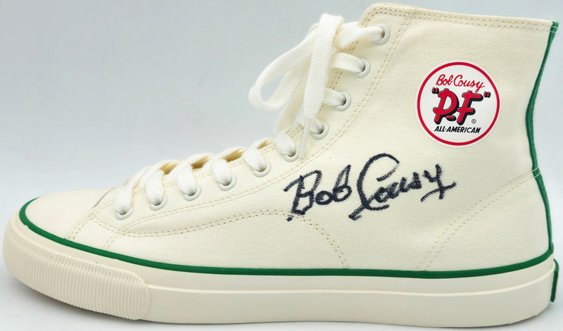 Bob Cousy Autographed White P.F. Flyers All-American HI Cousy Shoes Boston Celtics Size 12 Beckett BAS Witness Stock #236684