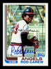 Rod Carew Autographed 1982 Topps Card #500 California Angels Stock #211300
