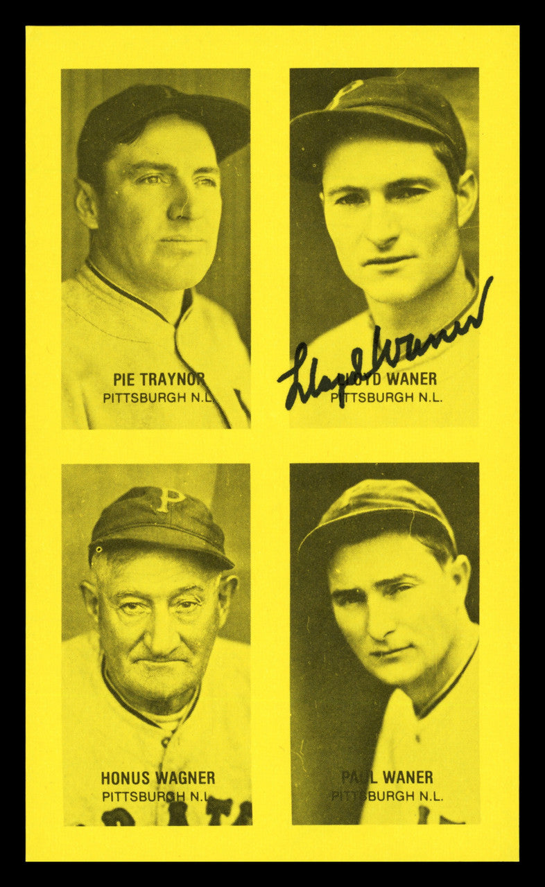 Lloyd Waner Autographed 1977 Jim Rowe 4-On-1 Exhibit Card Pittsburgh Pirates Stock #211290