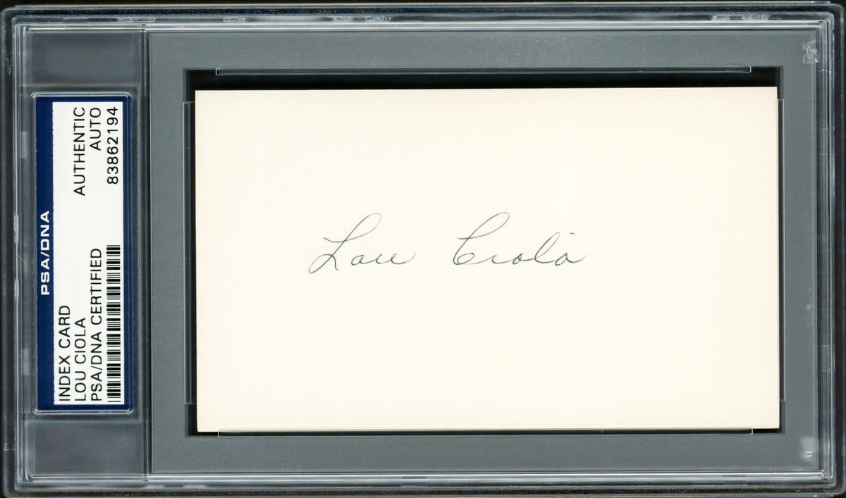 Lou Ciola Autographed 3x5 Index Card Philadelphia A's PSA/DNA Stock #211331